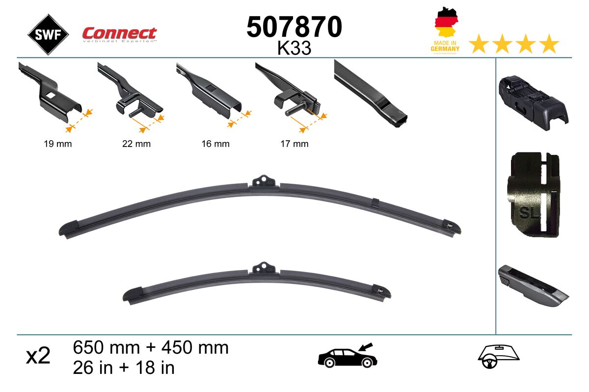 Lamela stergator VW GOLF VII (5G1, BQ1, BE1, BE2) 2.0 GTD  diesel 184 cai SWF 507870